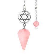 Quartz Rose Cerise Pendule ésotérique avec Pentacle - Mes Bijoux En Pierres Naturelles