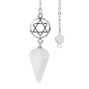 Pendule ésotérique en cristal de roche avec pentacle - Mes Bijoux En Pierres Naturelles