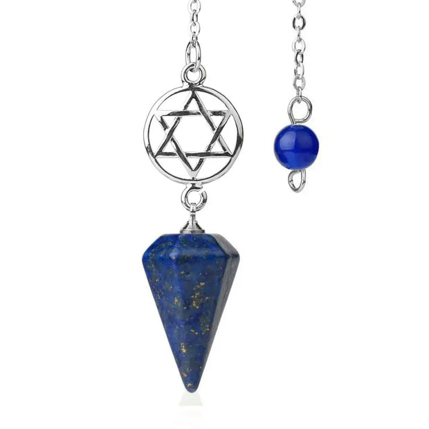 Pendule ésotérique pentacle en lapis-lazuli - Mes Bijoux En Pierres Naturelles