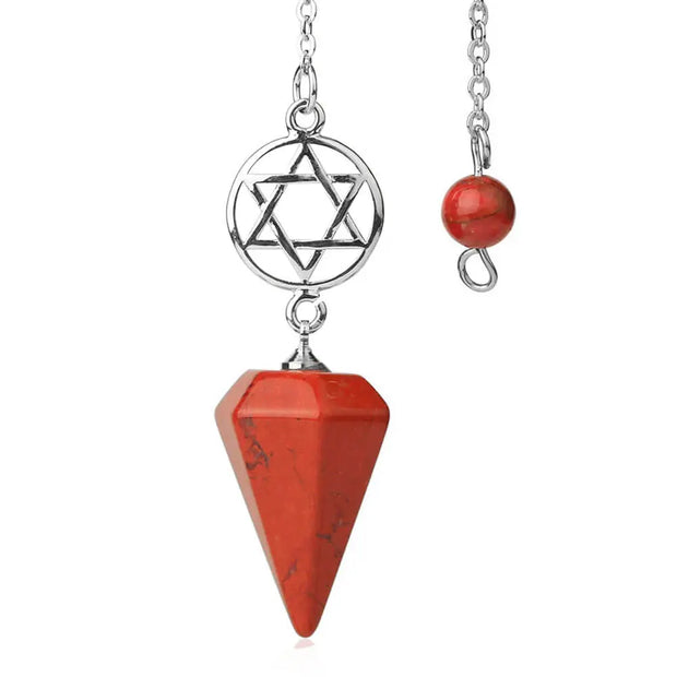 Amulette pendule jaspe rouge pentacle - Mes Bijoux En Pierres Naturelles