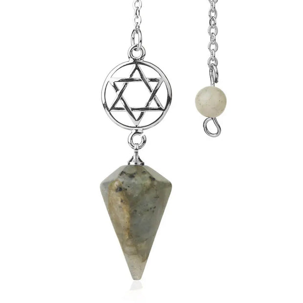 Bijou pendule ésotérique en labradorite et pentacle - Mes Bijoux En Pierres Naturelles