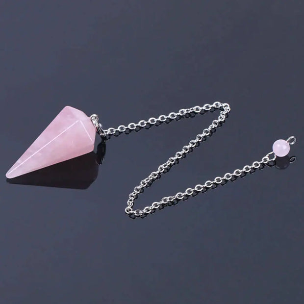Amulette ésotérique quartz rose hexagonal - Mes Bijoux En Pierres Naturelles