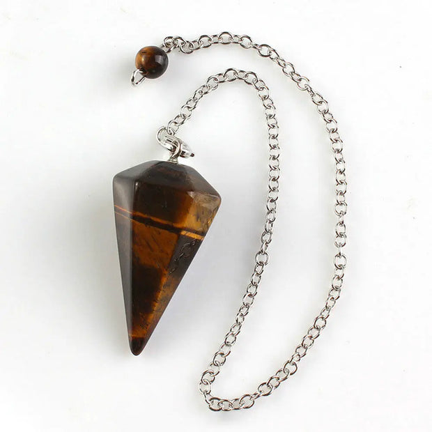 Bijou mystique en œil de tigre - Pendule hexagonal - Mes Bijoux En Pierres Naturelles