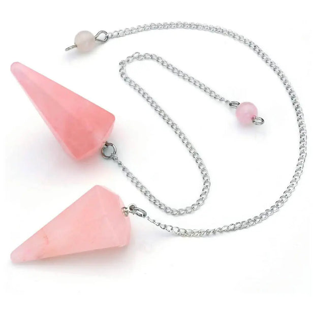 Amulette ésotérique quartz rose hexagonal - Mes Bijoux En Pierres Naturelles