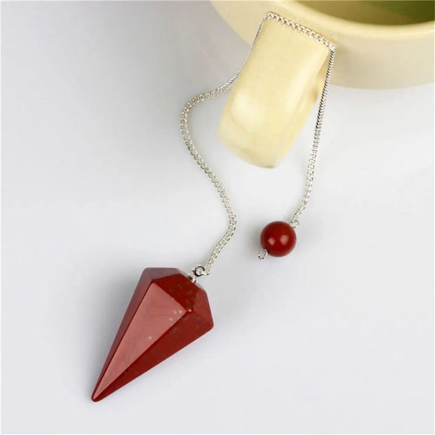 Amulette divinatoire en jaspe rouge hexagonal - Mes Bijoux En Pierres Naturelles