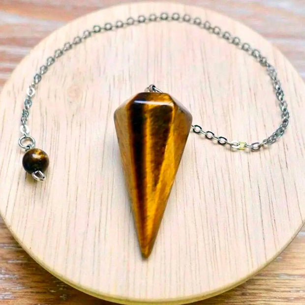 Bijou mystique en œil de tigre - Pendule hexagonal - Mes Bijoux En Pierres Naturelles