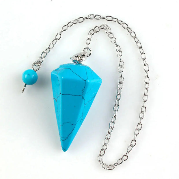 Pierre turquoise pendule ésotérique hexagonal - Mes Bijoux En Pierres Naturelles