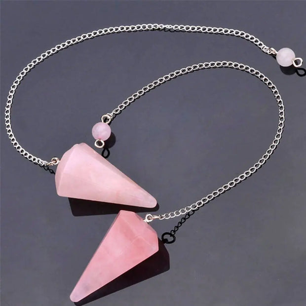 Amulette ésotérique quartz rose hexagonal - Mes Bijoux En Pierres Naturelles