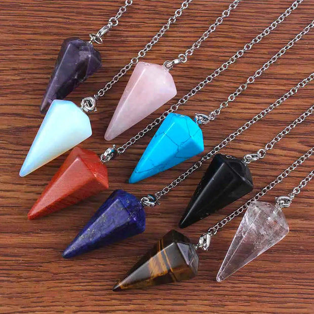 Pierre turquoise pendule ésotérique hexagonal - Mes Bijoux En Pierres Naturelles