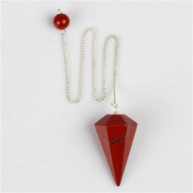 Amulette divinatoire en jaspe rouge hexagonal - Mes Bijoux En Pierres Naturelles