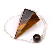 Bijou mystique en œil de tigre - Pendule hexagonal - Mes Bijoux En Pierres Naturelles