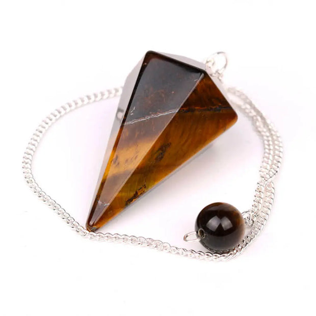 Bijou mystique en œil de tigre - Pendule hexagonal - Mes Bijoux En Pierres Naturelles