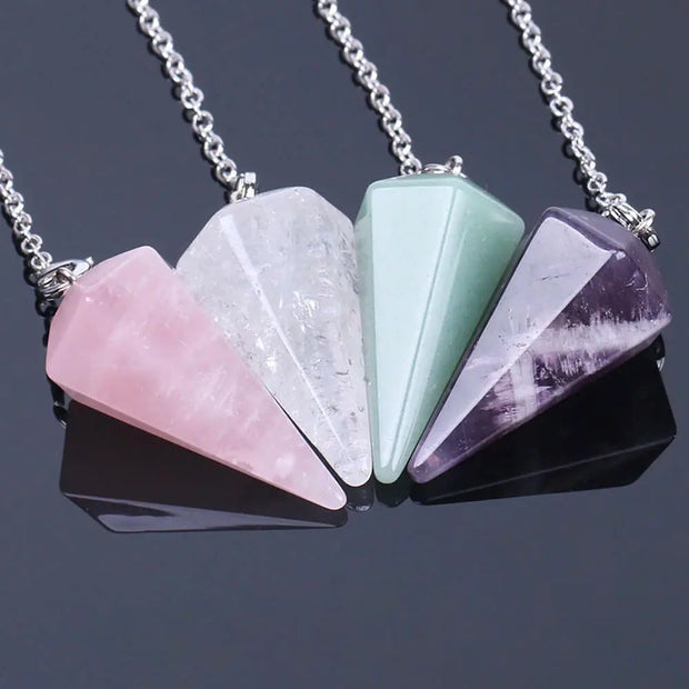 Amulette ésotérique quartz rose hexagonal - Mes Bijoux En Pierres Naturelles