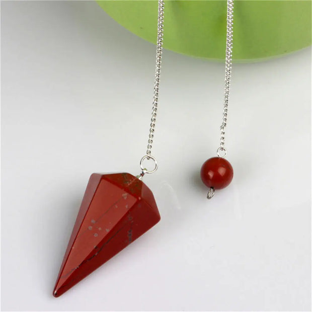 Amulette divinatoire en jaspe rouge hexagonal - Mes Bijoux En Pierres Naturelles