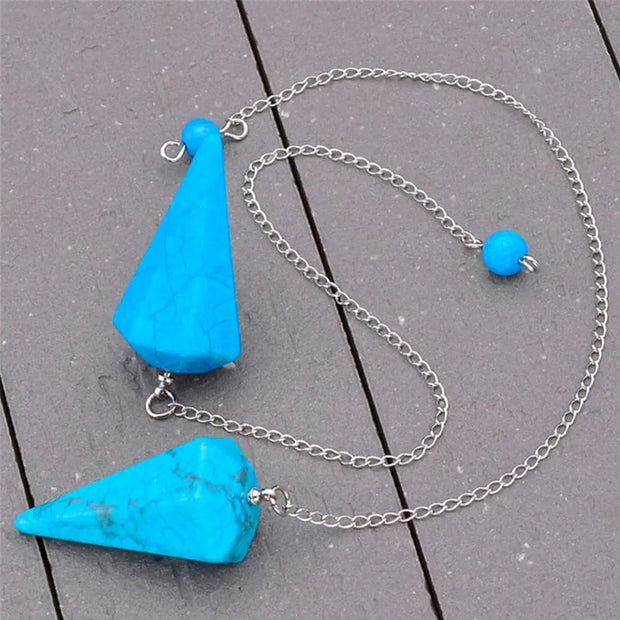 Pierre turquoise pendule ésotérique hexagonal - Mes Bijoux En Pierres Naturelles