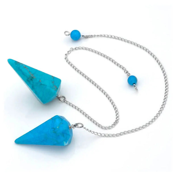 Pierre turquoise pendule ésotérique hexagonal - Mes Bijoux En Pierres Naturelles