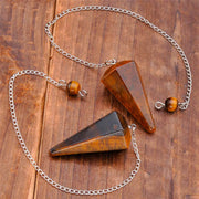 Bijou mystique en œil de tigre - Pendule hexagonal - Mes Bijoux En Pierres Naturelles