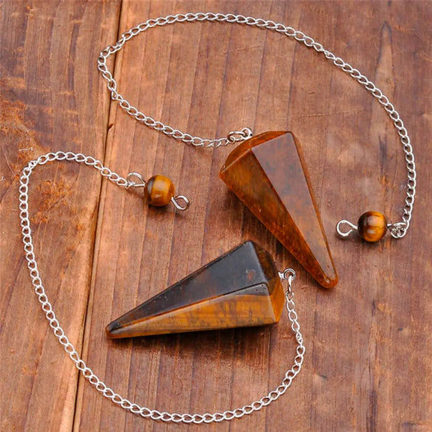 Bijou mystique en œil de tigre - Pendule hexagonal - Mes Bijoux En Pierres Naturelles