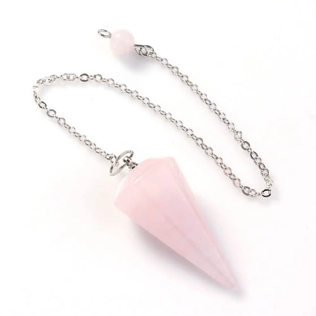 Amulette ésotérique quartz rose hexagonal - Mes Bijoux En Pierres Naturelles