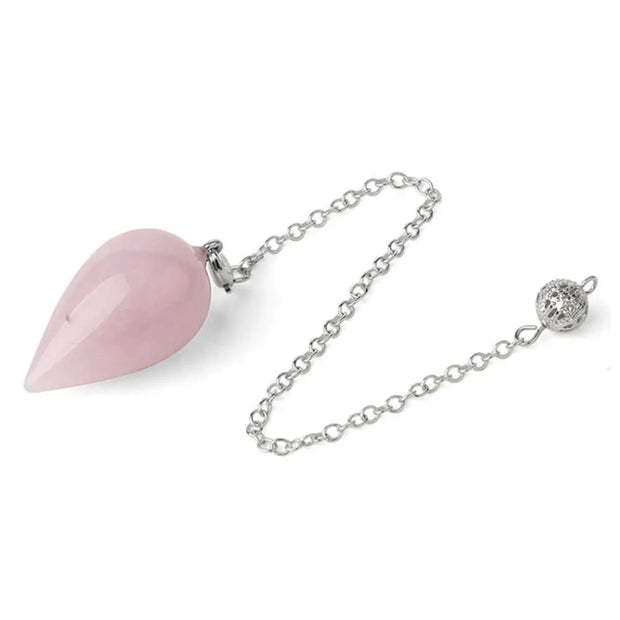 Goutte quartz rose pendule ésotérique - Mes Bijoux En Pierres Naturelles