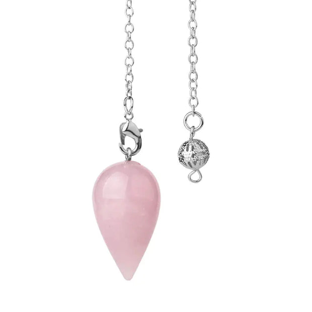 Goutte quartz rose pendule ésotérique - Mes Bijoux En Pierres Naturelles