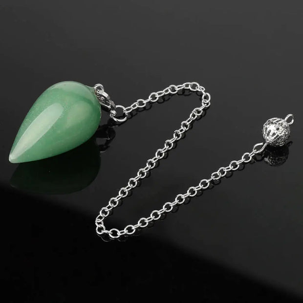 Amulette pendule en aventurine verte pour divination - Mes Bijoux En Pierres Naturelles