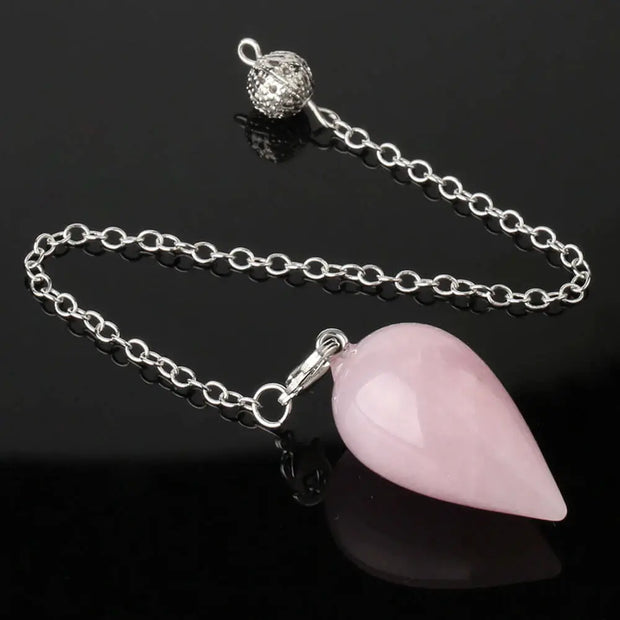 Goutte quartz rose pendule ésotérique - Mes Bijoux En Pierres Naturelles