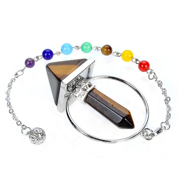 Pyramide pendule en pierre d'œil de tigre - Mes Bijoux En Pierres Naturelles
